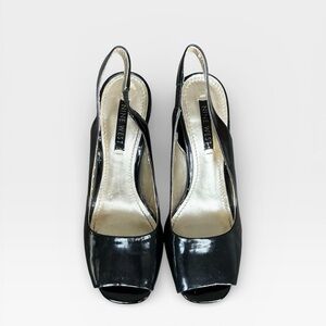 Nine West Slingback Peep-Toe Heels | Women’s Size 7 | Black Patent